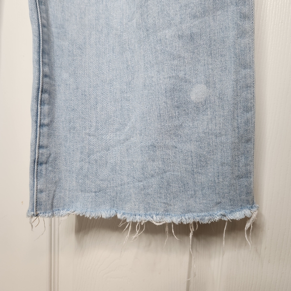 PAIGE Nellie Light Wash Jeans Natural Raw Hem Crop Wide Leg Size 31 - Picture 11 of 12